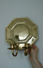 Pair of  Swedish Brass Octagonal Sconce with double arm Design