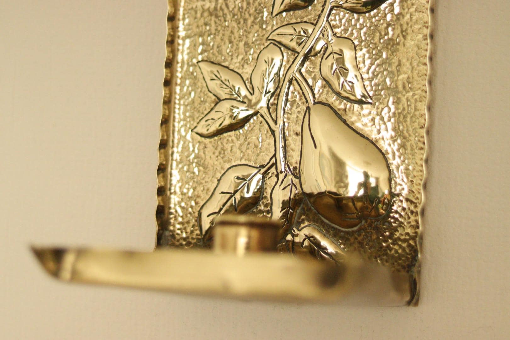 Vintage European Brass Sconce in Pear Motif