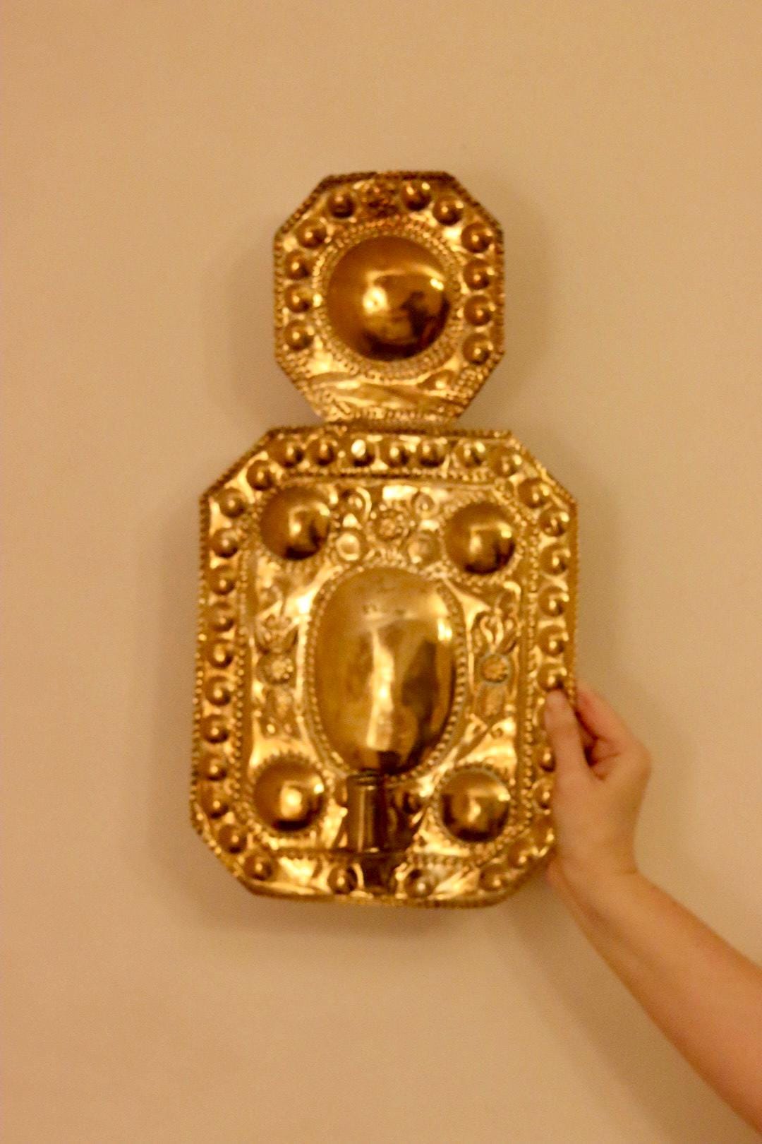 Large Mid-Century Swedish Brass Sconces