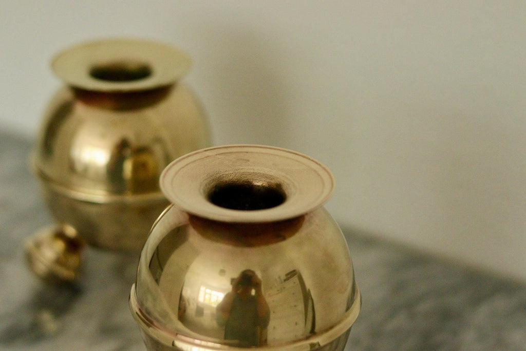 Pair of Mid-Century Swedish Brass Candle Holders