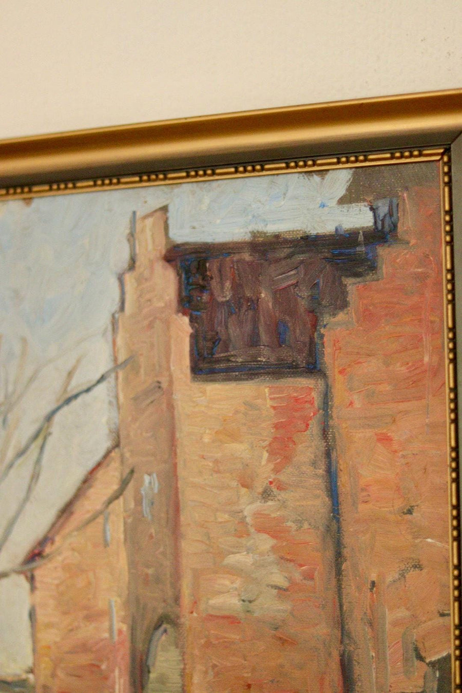 Original European Oil on Panel – Building Scene