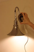 Danish 1960's Pair of Statement Trump Shape Lights in Chrome, designed by Börje Claes for Norlett Elit.