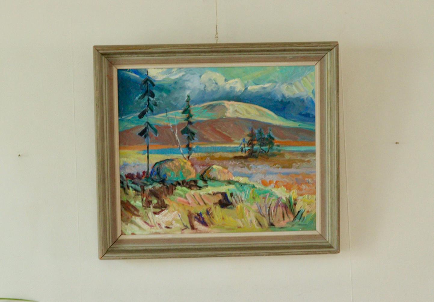 Original Mid Century Oil on Panel – “Landscape with Mountain”
