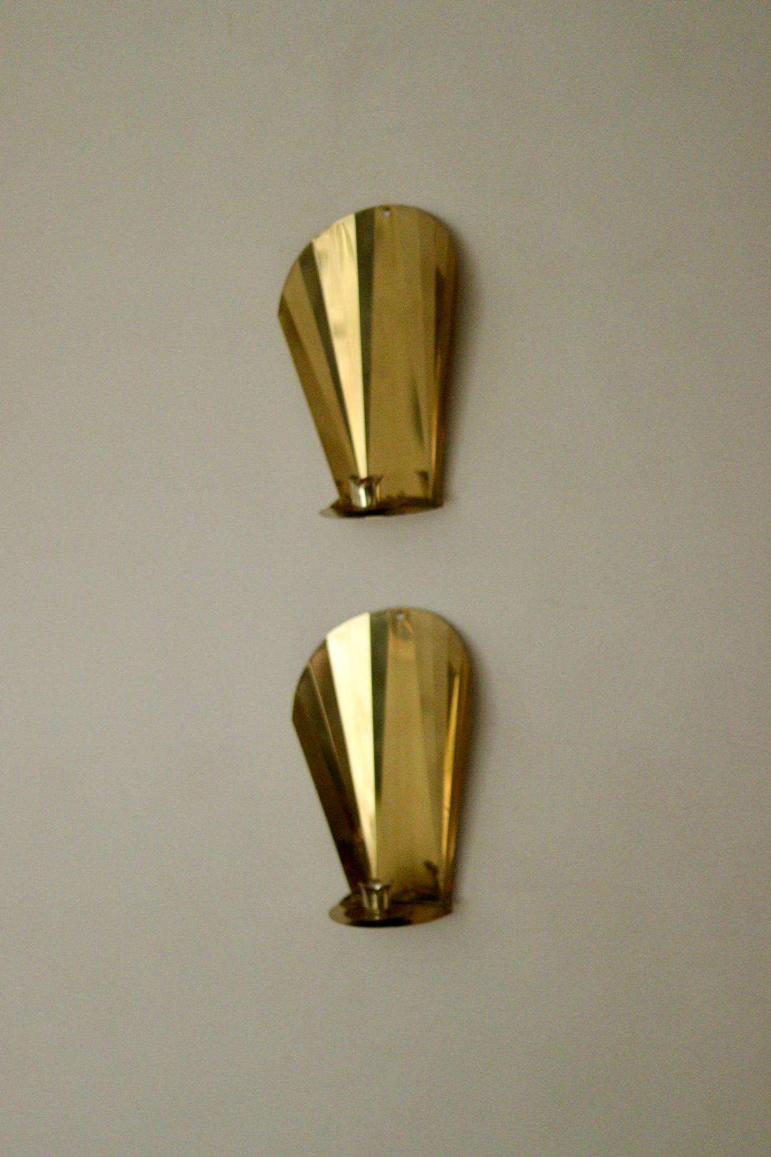 Pair Of Vintage Swedish Brass Sconces