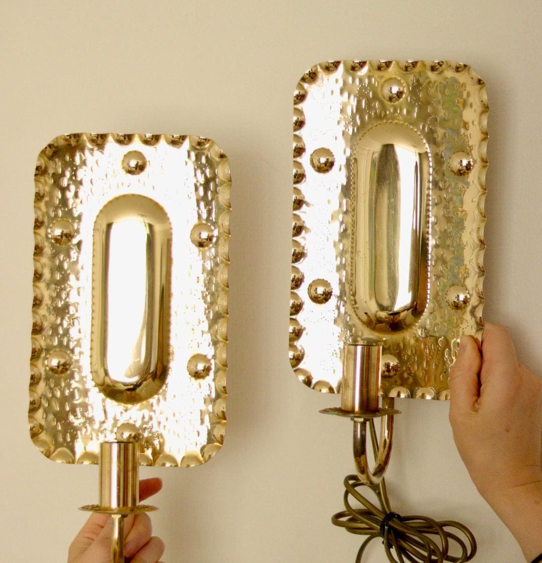 Pair of Swedish Mid Century Brass Sconces