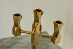 Swedish Brass Three Arm Candelabra by Lars Åkesson for Vallonmässing