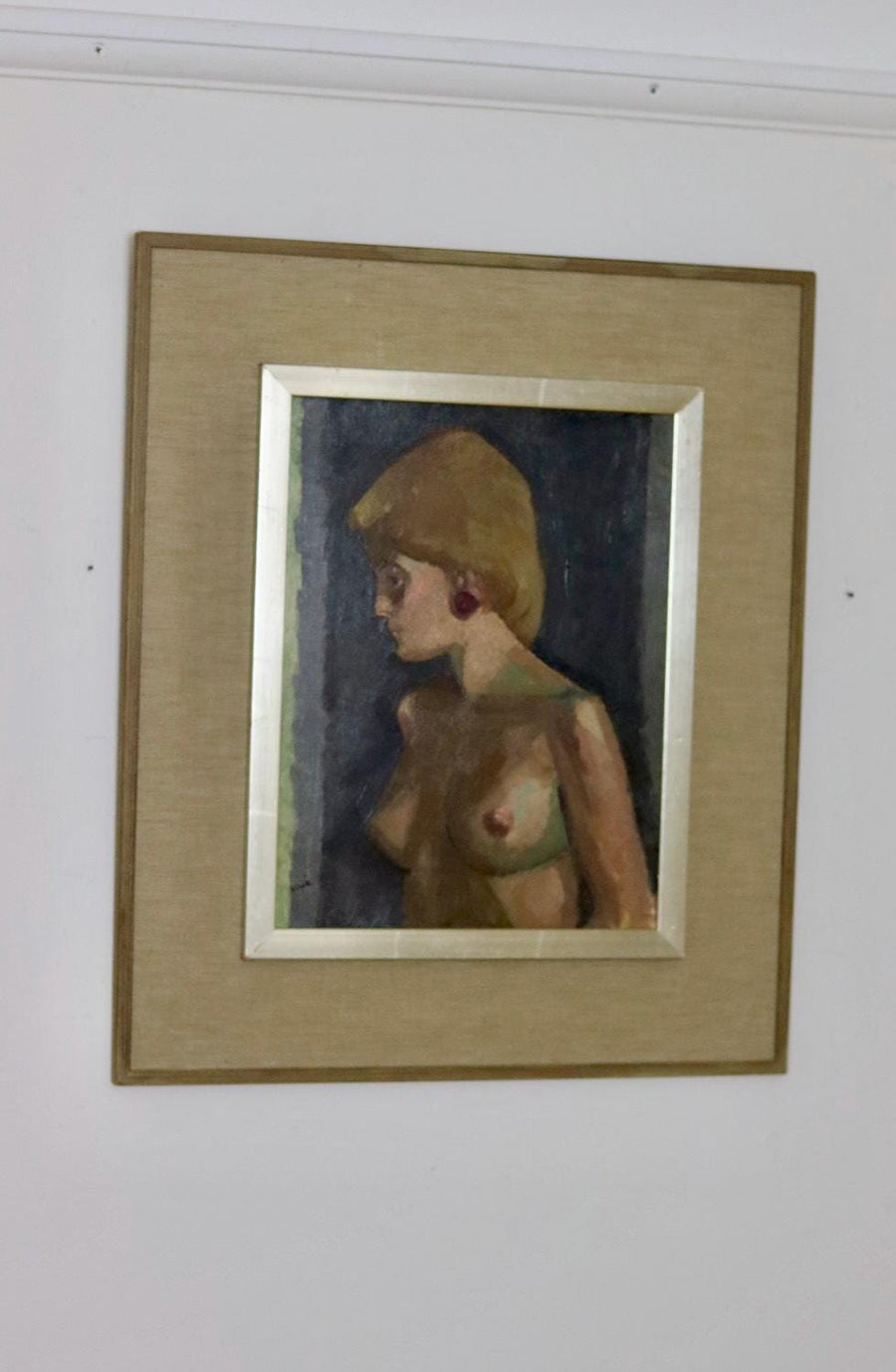 Mid-Century Oil on Canvas "Partially Nude Portrait"