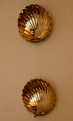 Pair of Mid-Century Brass Scallop Shell Sconces