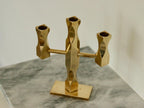 Swedish Brass Three Arm Candelabra by Lars Åkesson for Vallonmässing