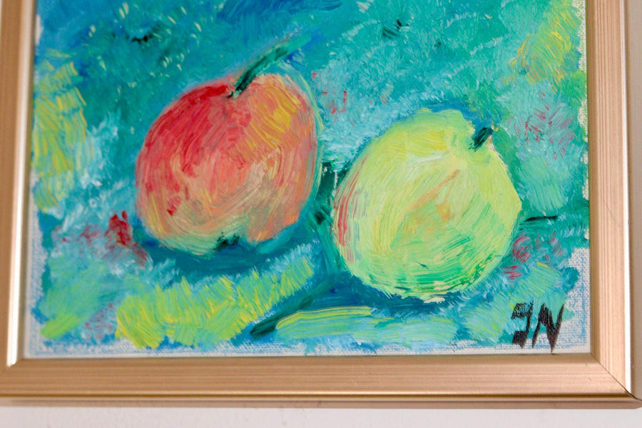 Mid-Century Original Swedish Oil on Panel "Apples"