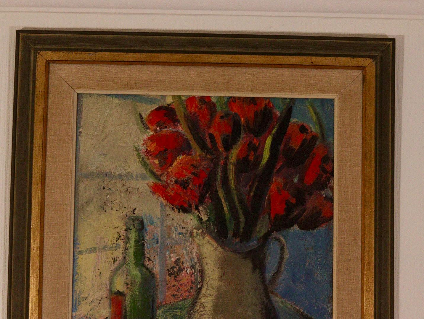 “Red Bouquet and Wine Bottle