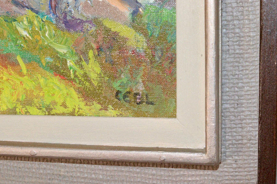 Mid-Century Original Swedish Oil on Canvas "Landscape "
