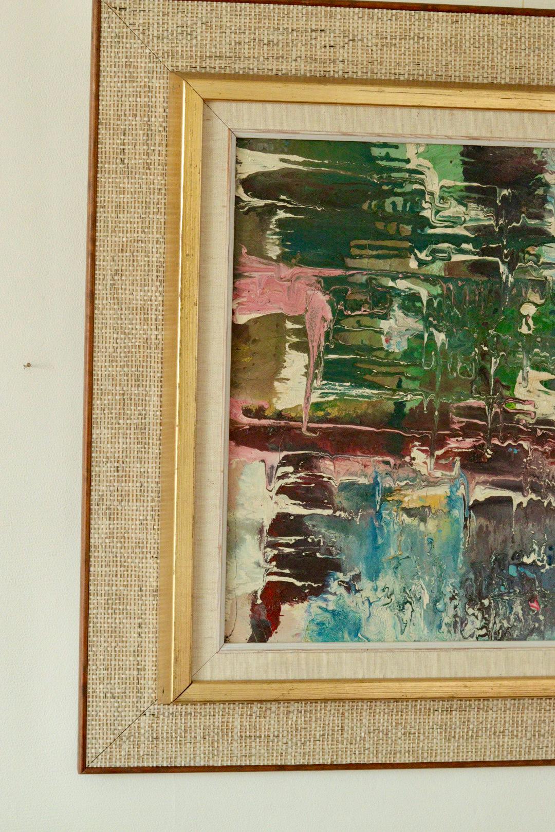 Mid-Century Original Scandinavian Oil on Canvas "Abstract Motif"