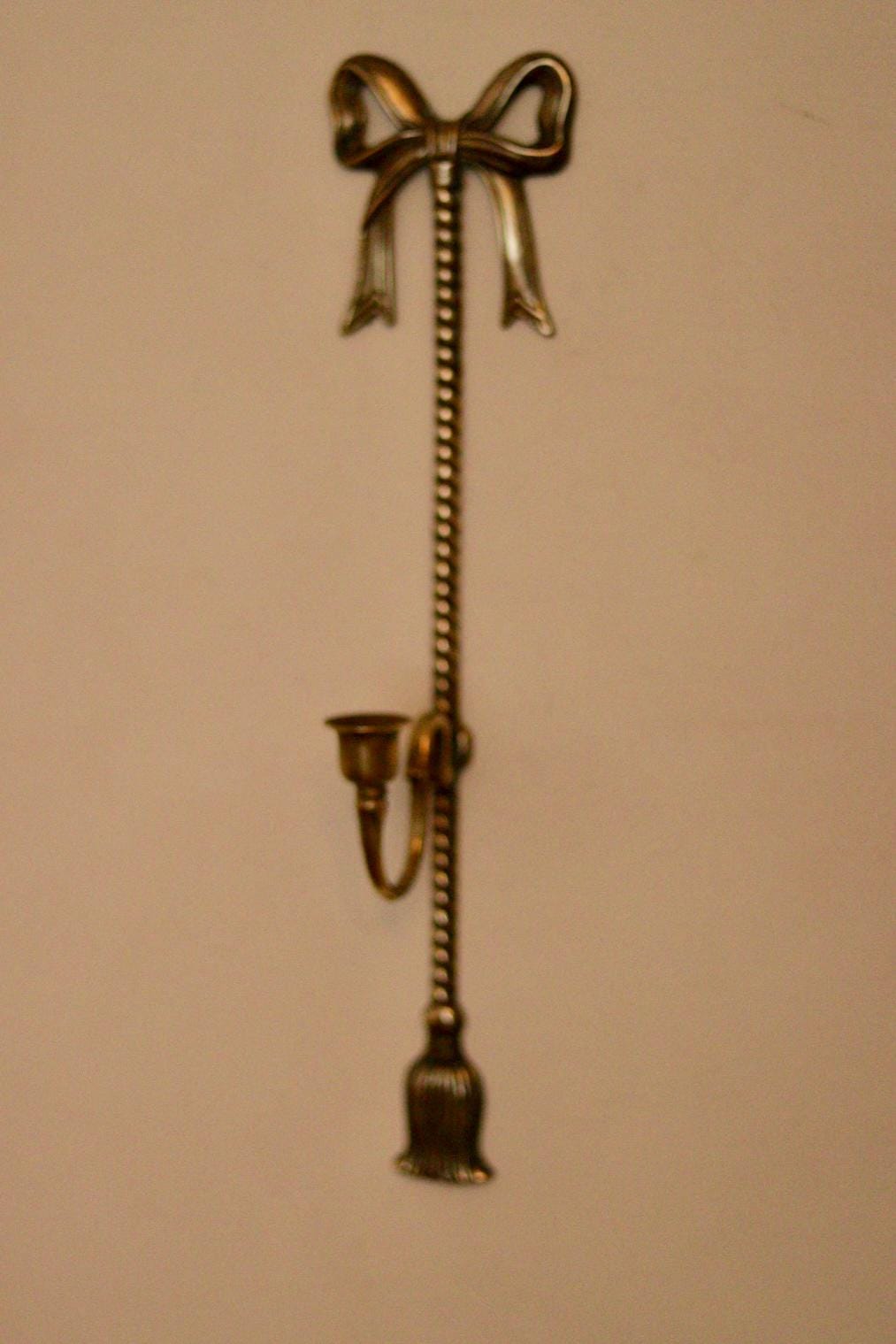 Large Vintage French Brass Bow Sconce