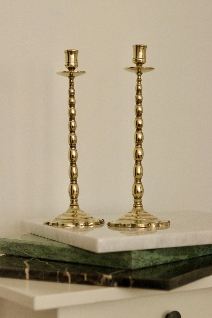 Pair of Mid-Century Swedish Brass Candle Holders