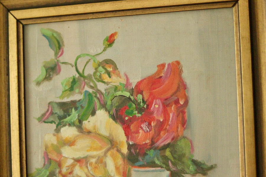 Original Swedish Oil on Panel – “Still Life: Vase of Roses”