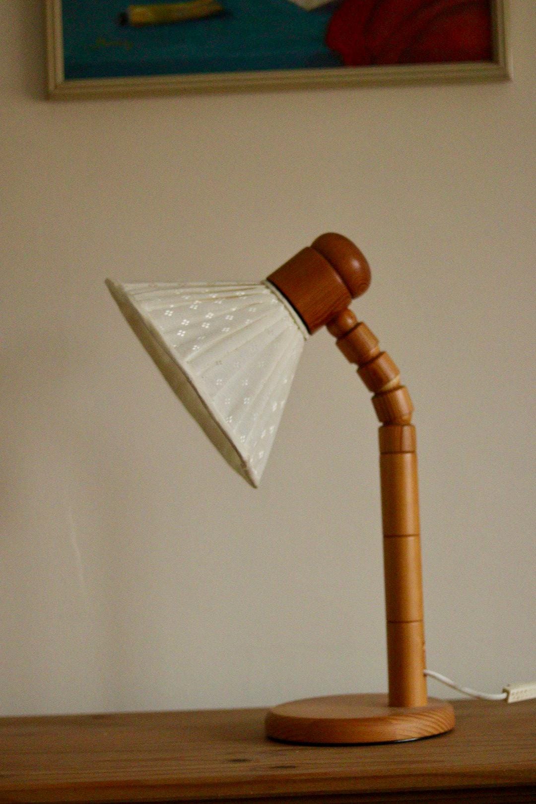 Vintage Pine Table Lamp by Solbackens Svarveri, Sweden, 1970s