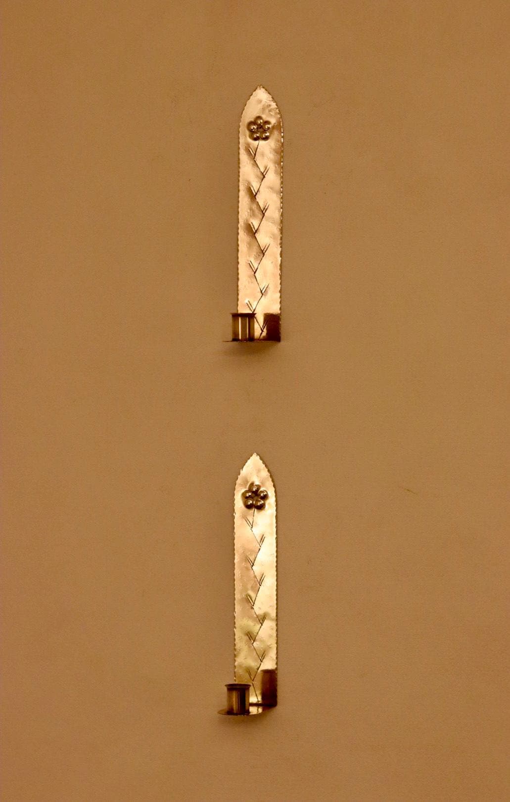 A Pair of Mid Century Swedish Brass Sconces