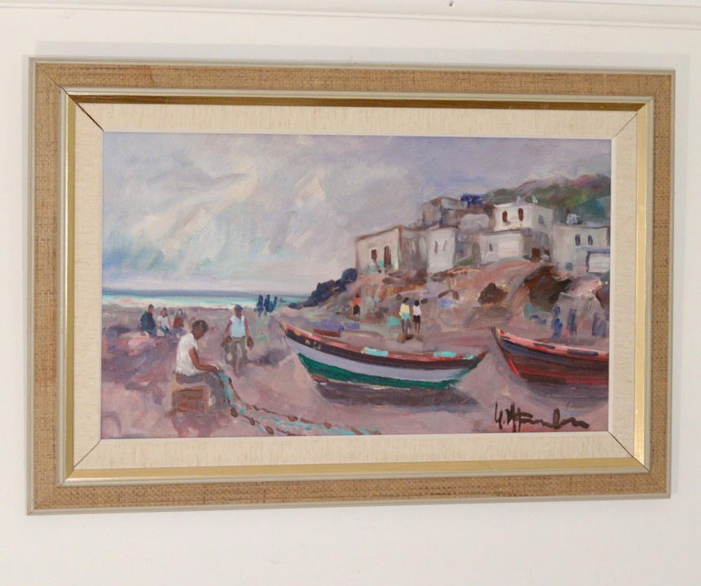 Mid-Century Original Swedish Oil on Canvas "Mediterranean"