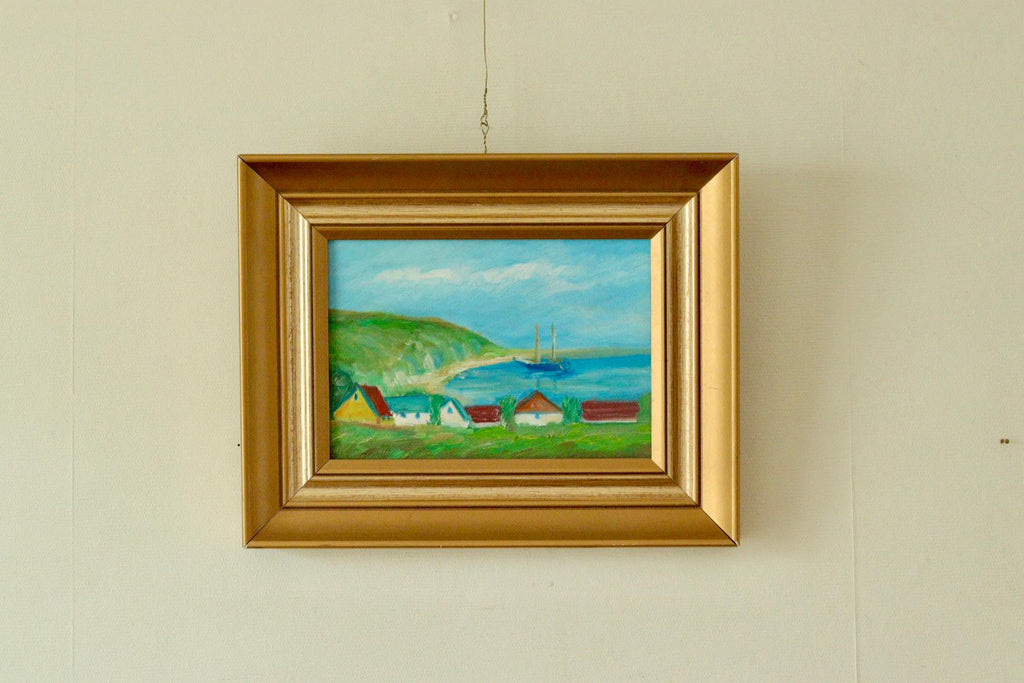 Original Vintage Landscape Painting on Panel – Hans Hansen