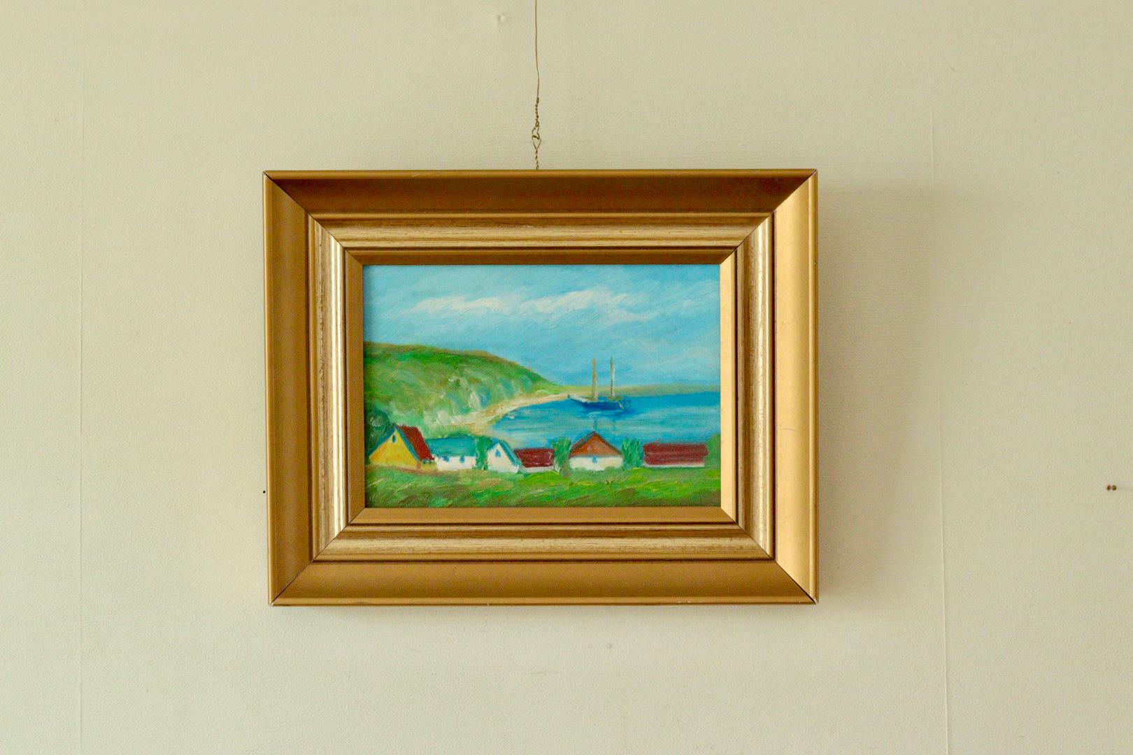 Original Vintage Landscape Painting on Panel – Hans Hansen