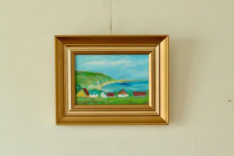 Original Vintage Landscape Painting on Panel – Hans Hansen