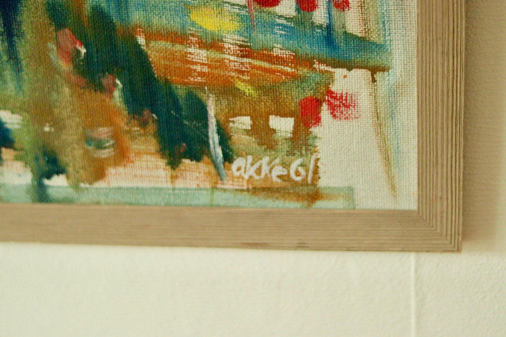 Original Swedish Abstract Oil Painting – Signed “akke61”