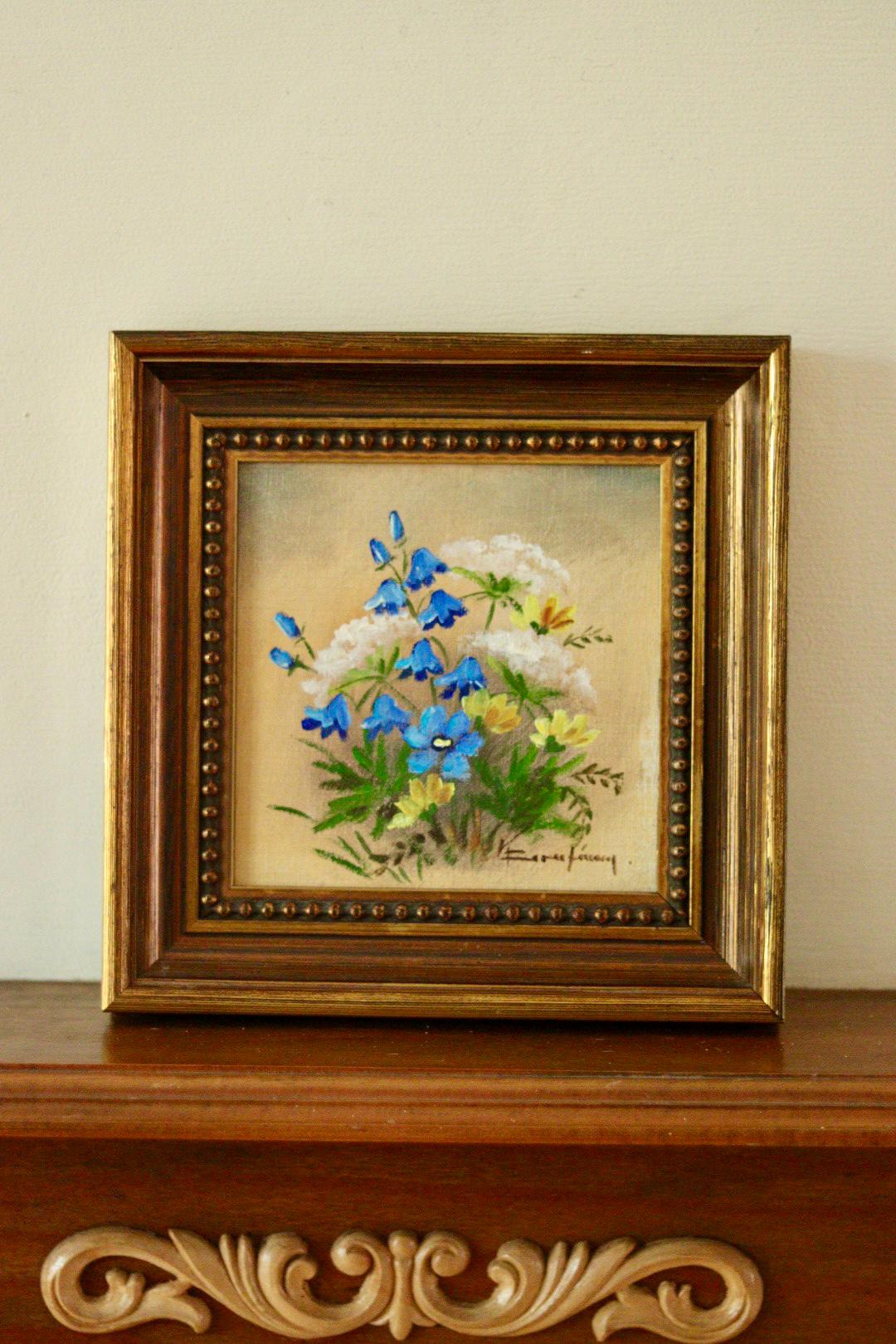 Original Swedish Vintage Panel Painting – “Wildflower”