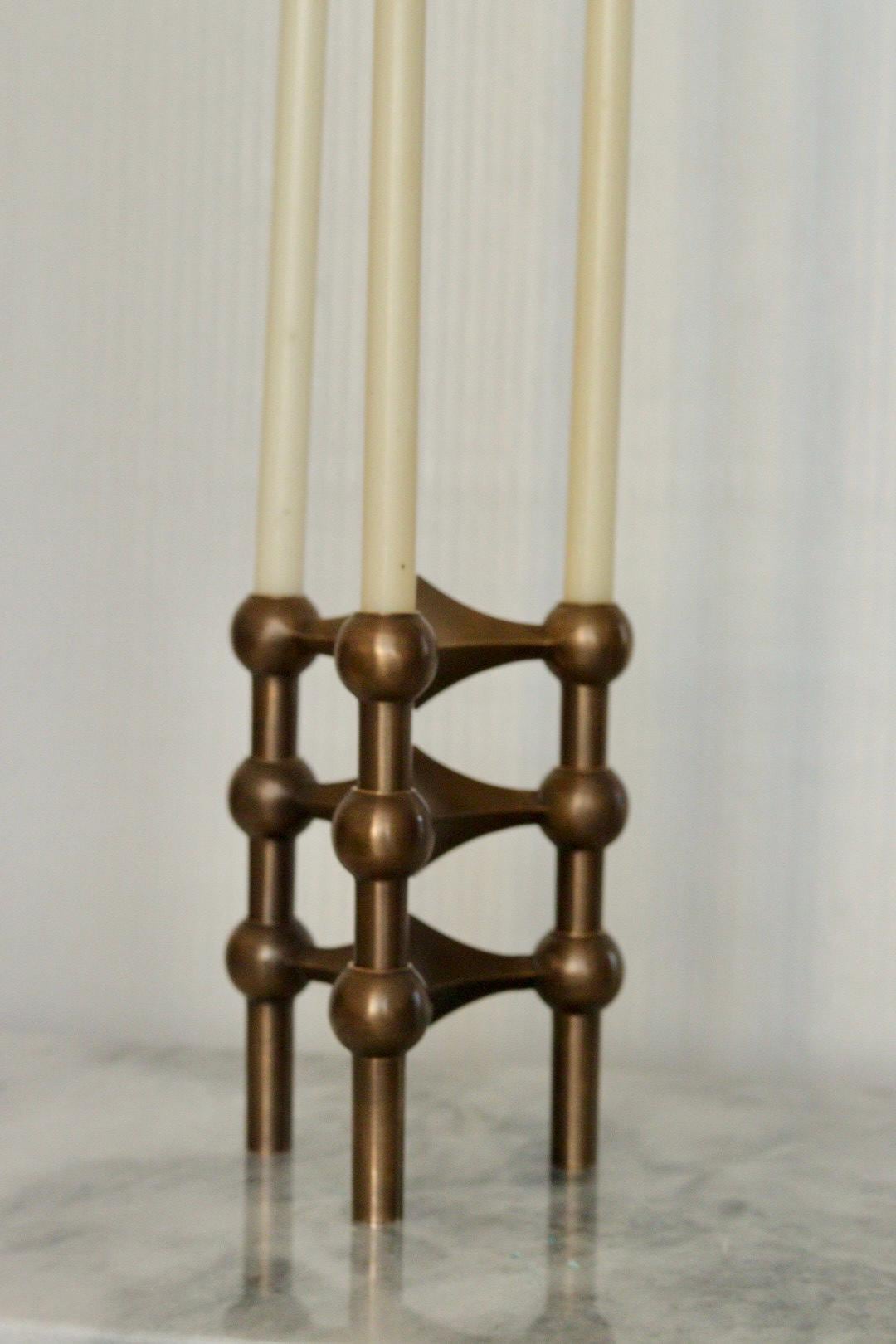 Trio of Vintage Brass Candle Holder by Stoff Nagel
