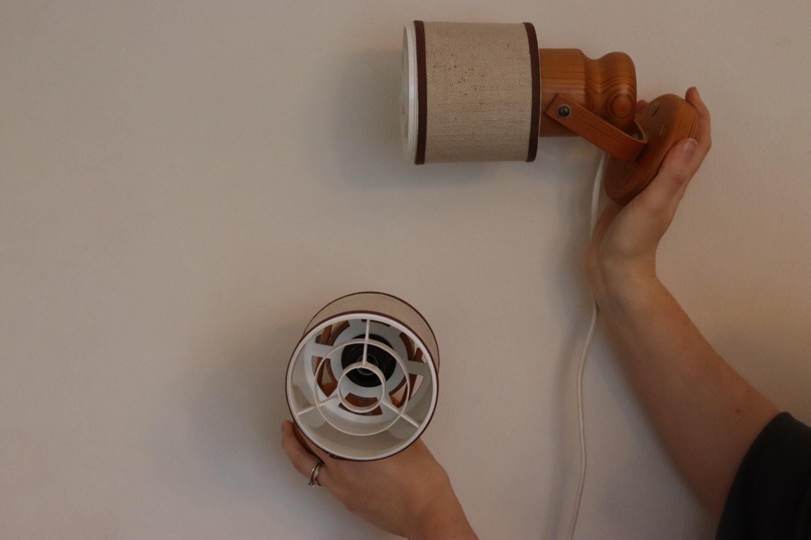 Pair of Vintage Wall Lamps by Elidus – Pine Wood Raster Bedside Lamps, 1970s