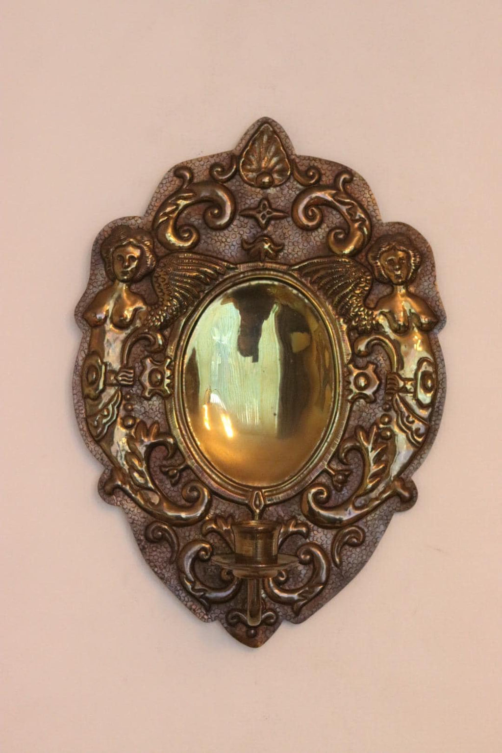 SINGLE Large Mid Century Swedish Brass Sconce