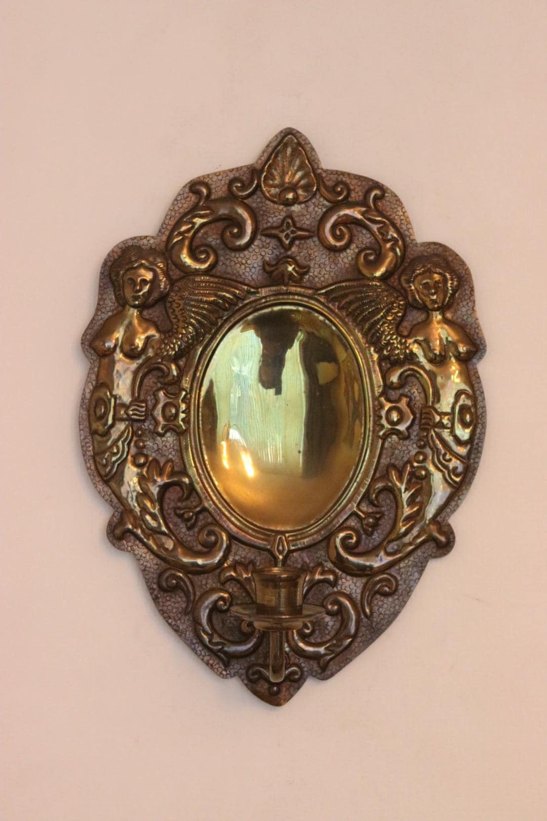 SINGLE Large Mid Century Swedish Brass Sconce