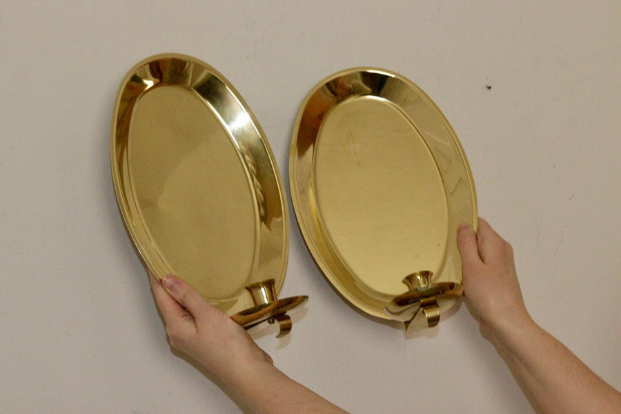 Pair Of Mid Century Swedish Brass Sconces
