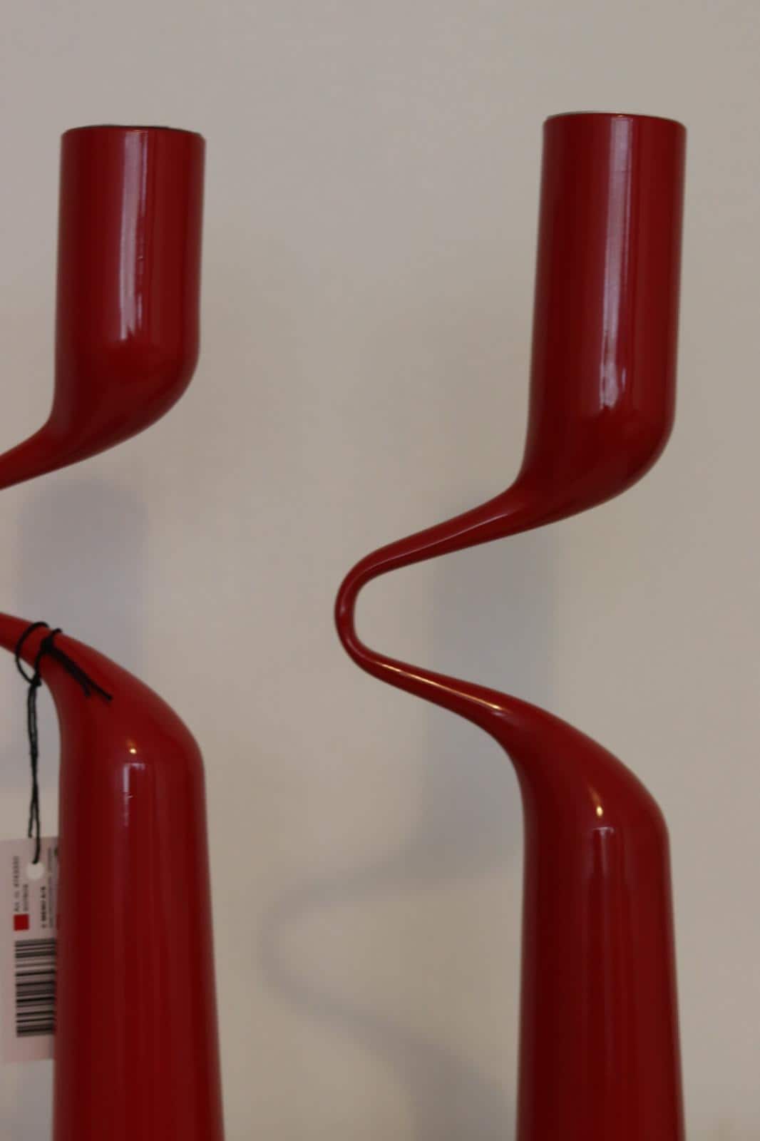 Pair of Vintage Red Metal Candleholders by Mikaela Dorfman for Menu Denmark