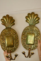 Pair Of Large Mid Century Swedish Brass Sconces