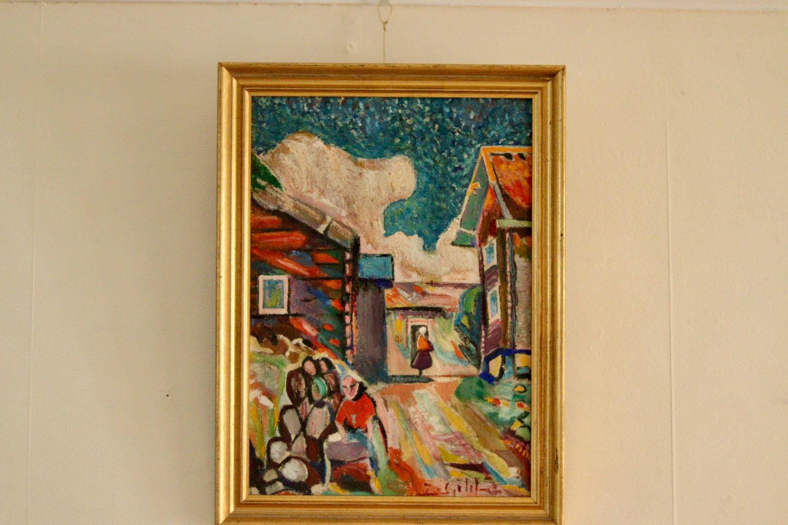 “Village Scene” by Sjöberg (attributed)