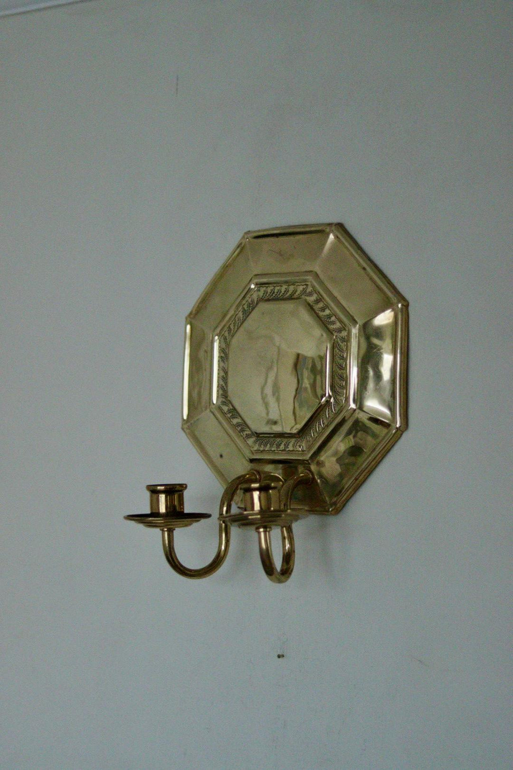 Pair of  Swedish Brass Octagonal Sconce with double arm Design