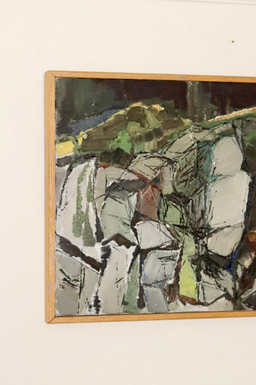Swedish Oil On Canvas Painting "Composition in Green"