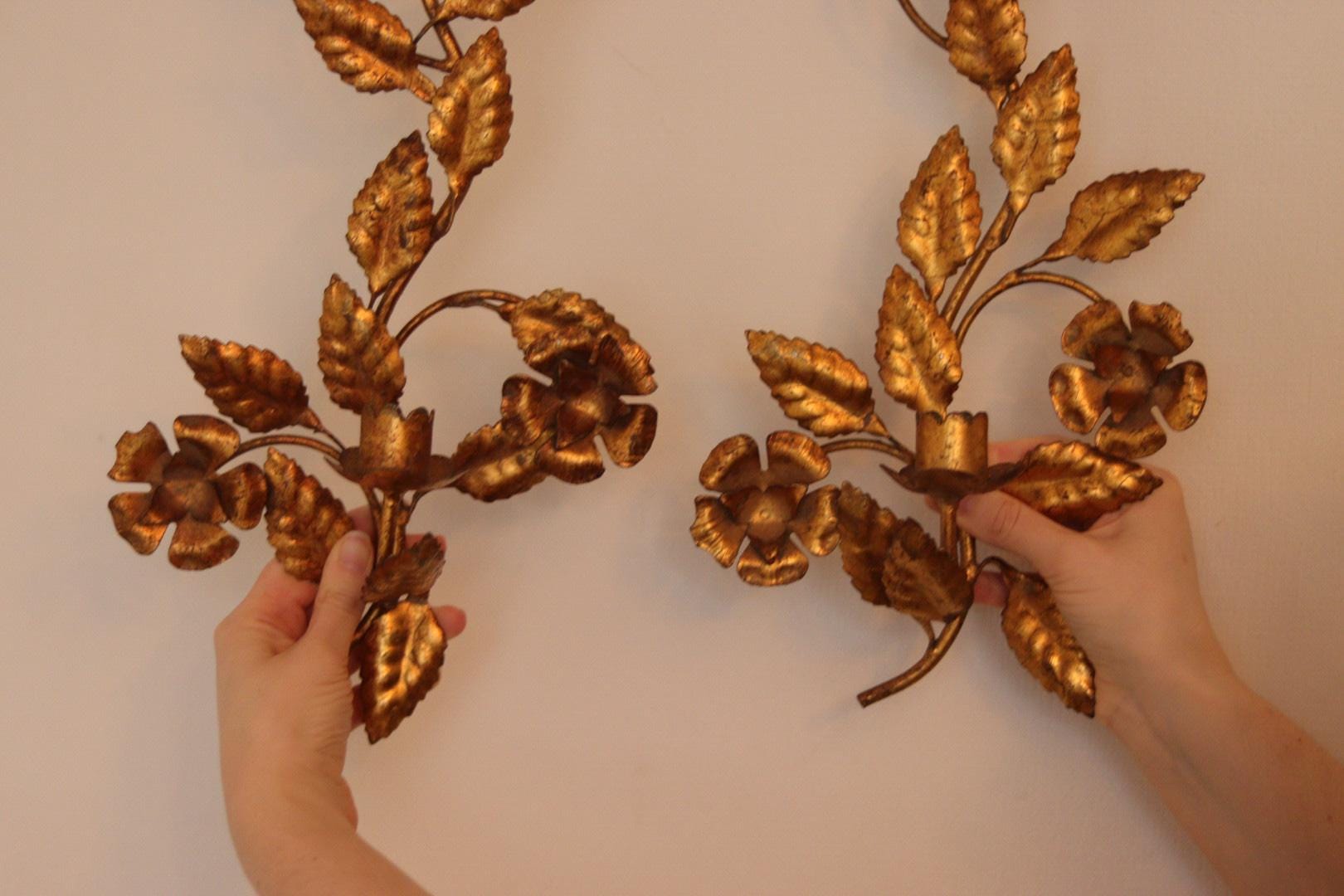 Pair of Mid-Century Italian Gilded Sconces