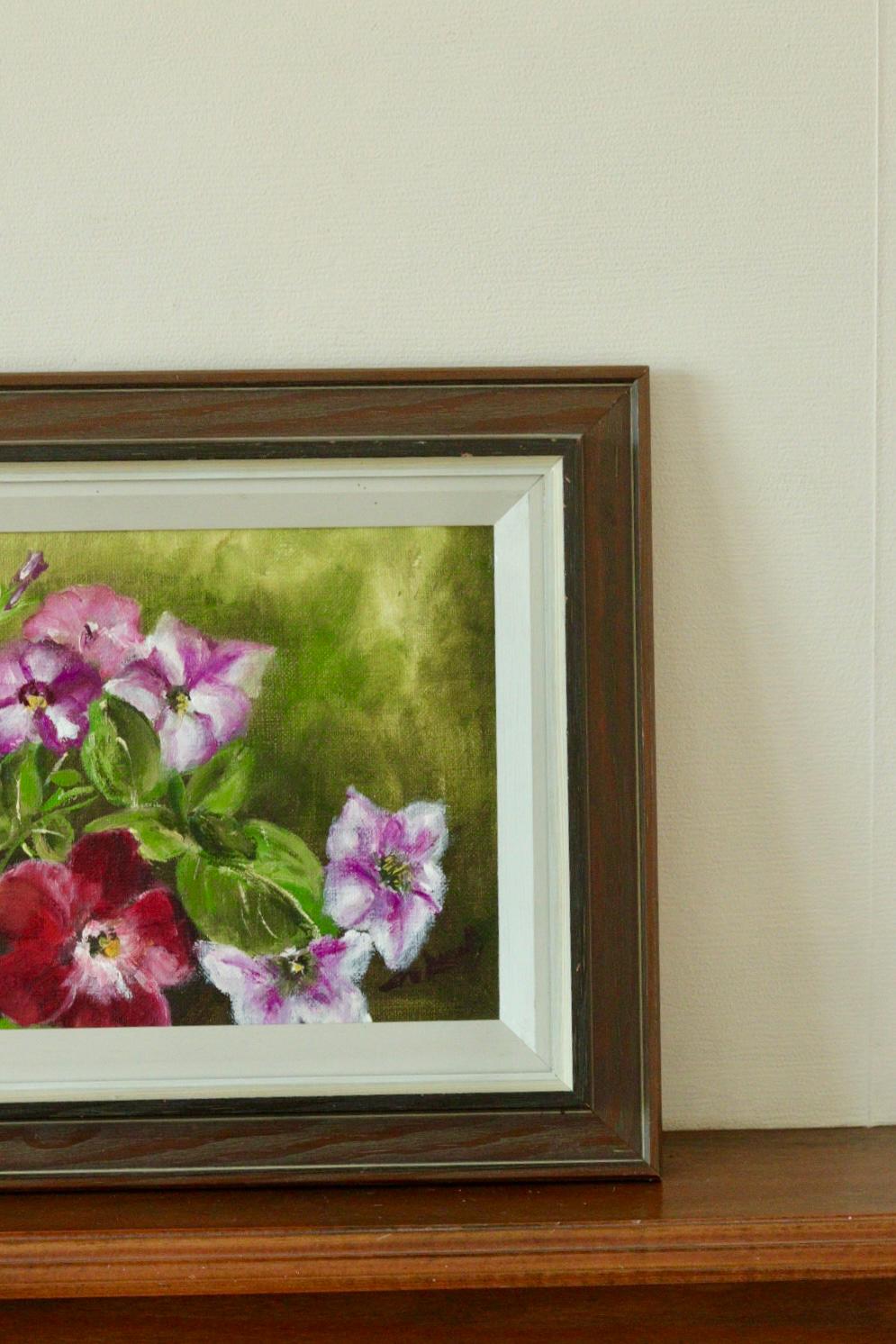 Original Swedish Mid Century Oil on Canvas "Flowers" - Vintage & Framed