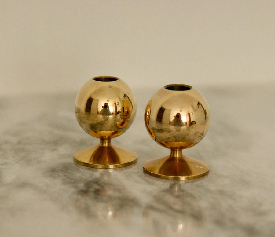 Pair of Mid-Century Swedish Brass Candle Holders