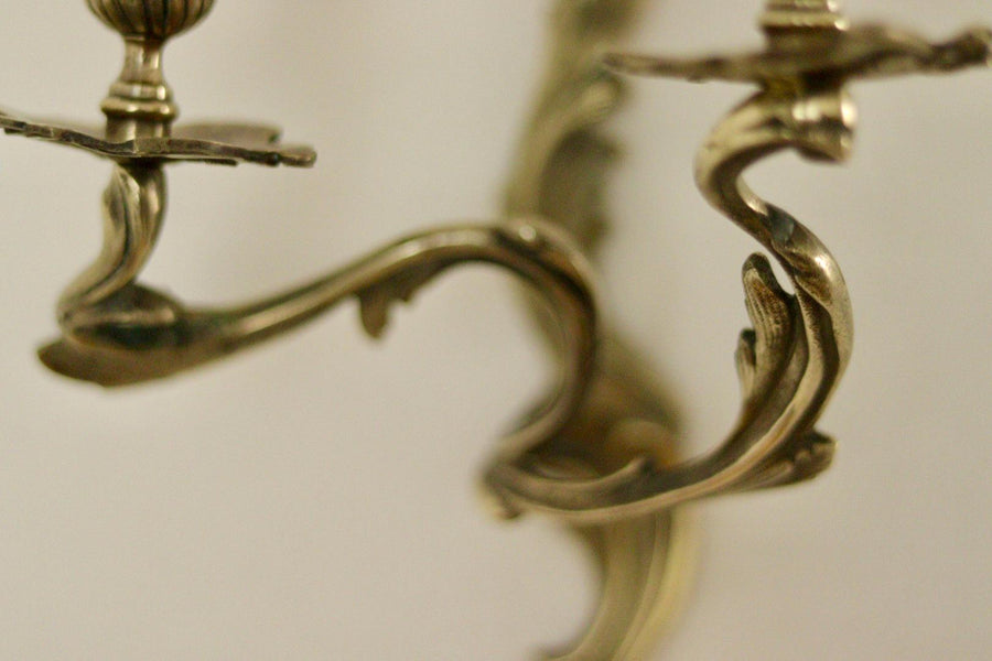 Pair of Brass  Louis XV Style French Wall Sconces
