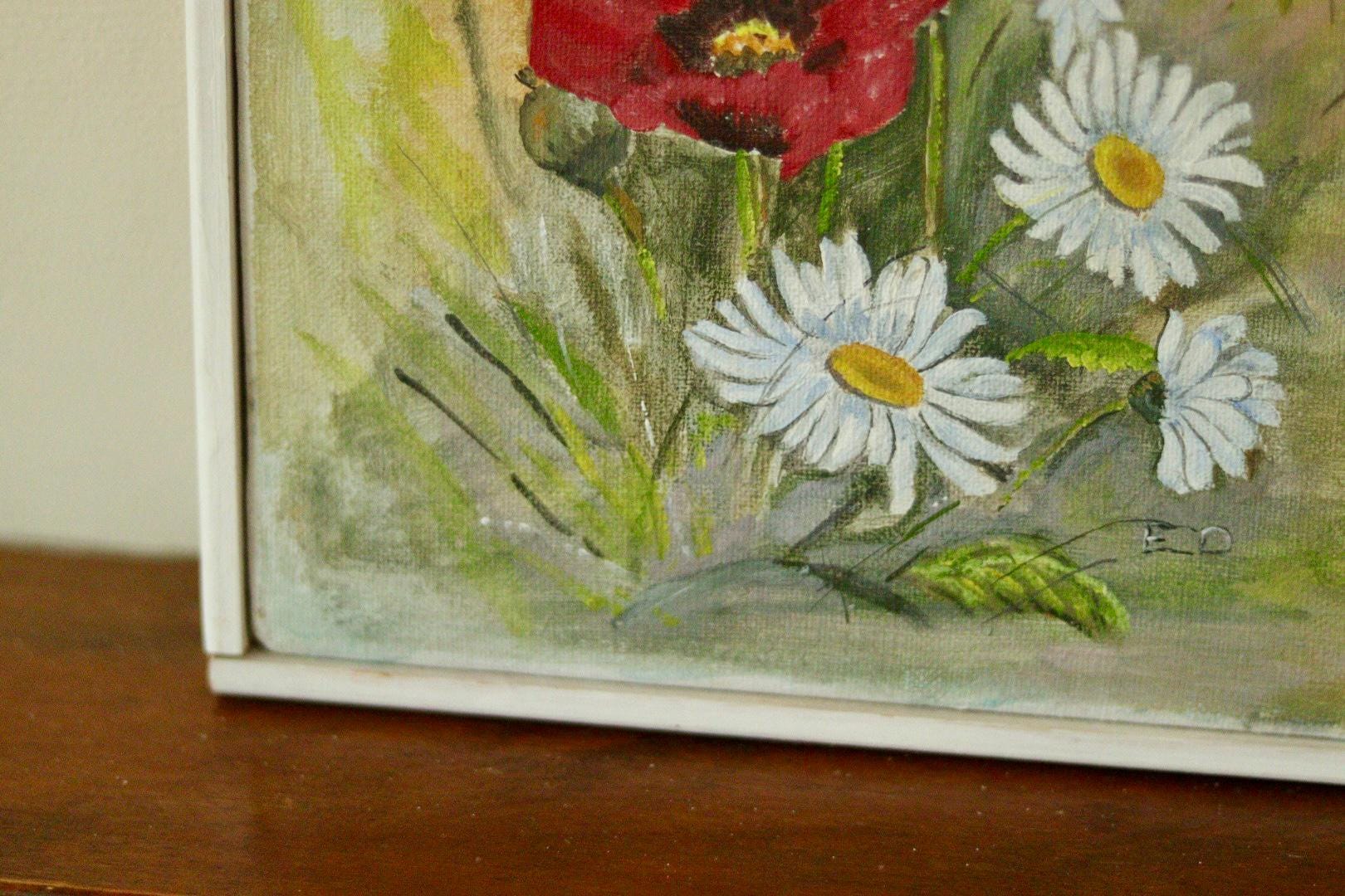 Mid-20th Century Still Life Oil on Canvas – Floral Painting