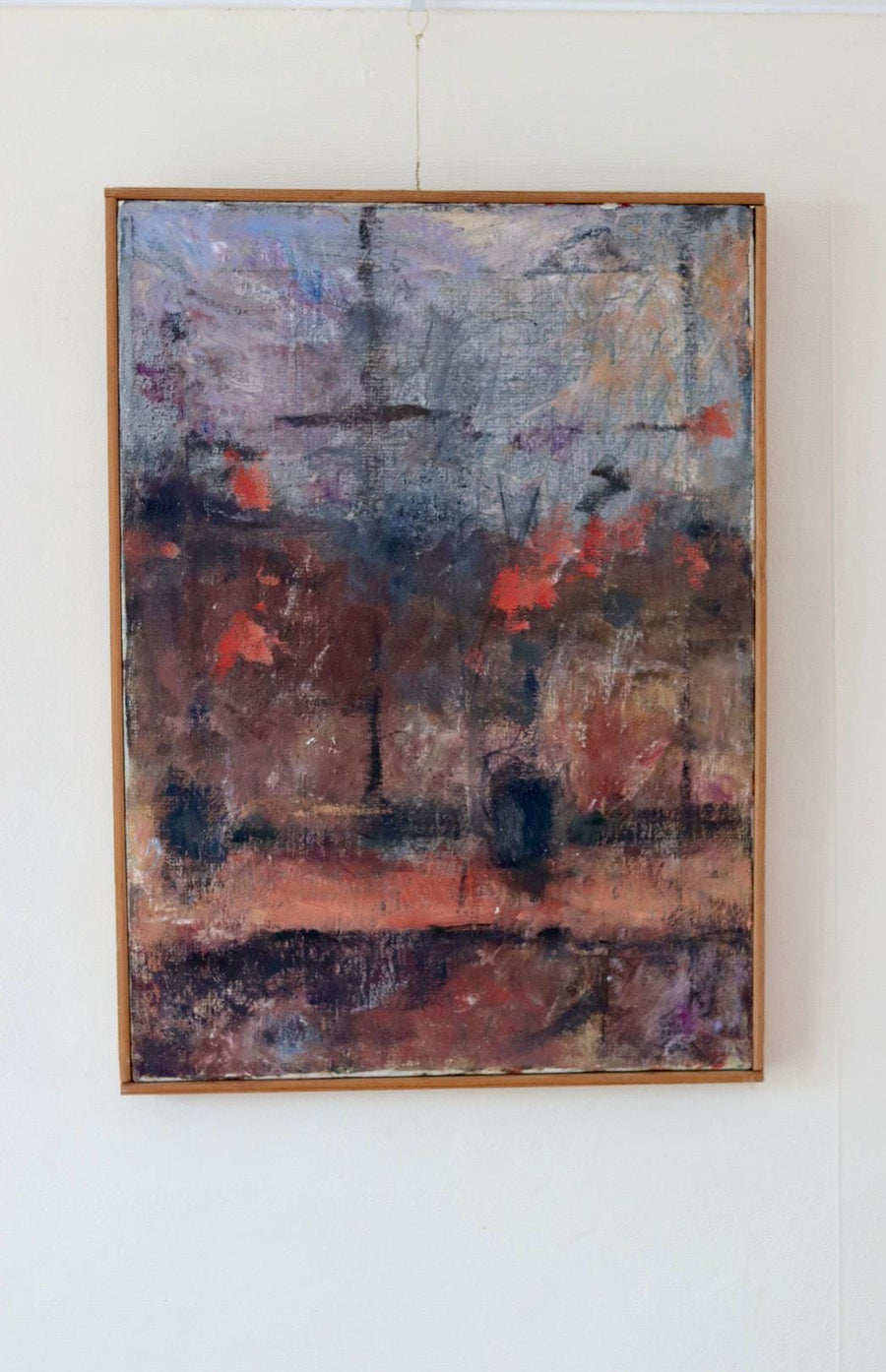 Mid-20th Century Original Abstract Oil on Canvas – Warm Tones