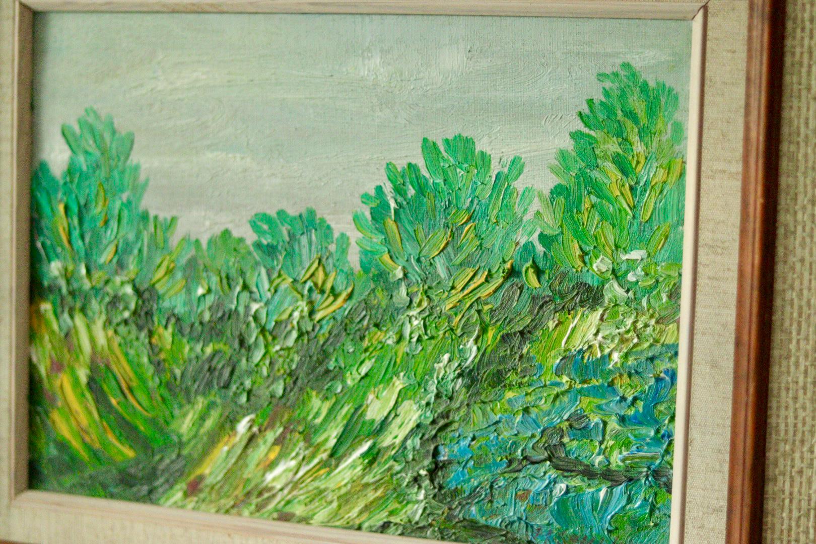 Mid-Century Original Oil on Canvas – “Vibrant Landscape”