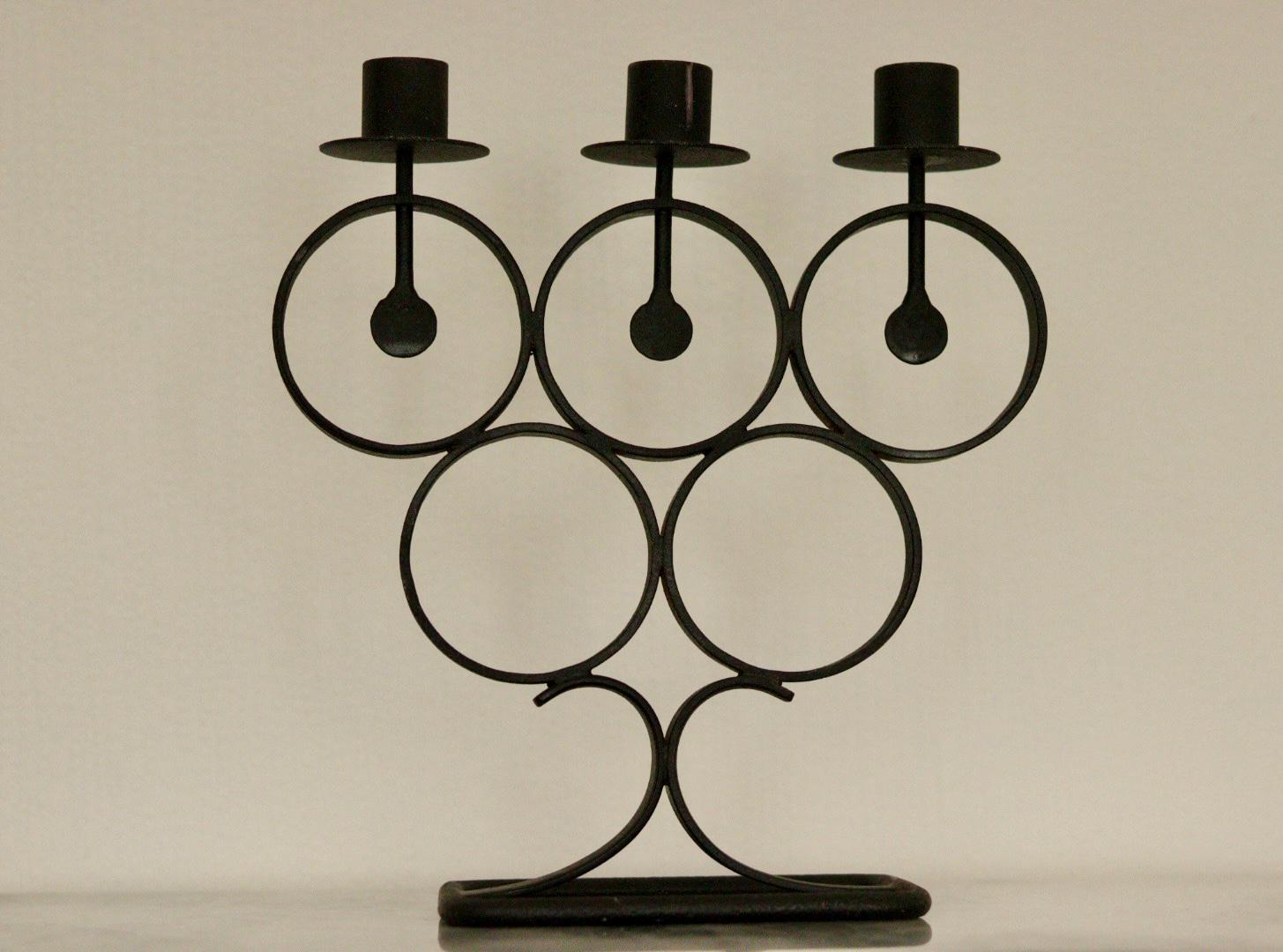 Vintage Metal Candelabra with Black Coating