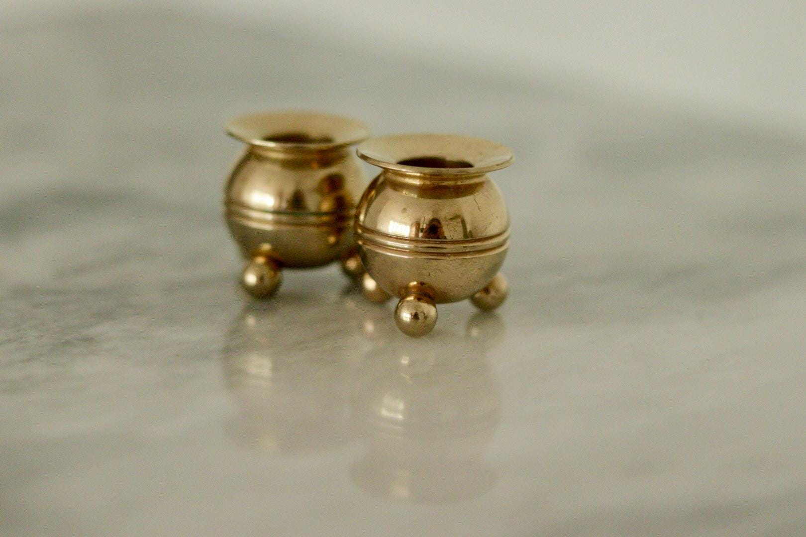 Pair of Mid-Century Swedish Brass Candle Holders by Skultuna
