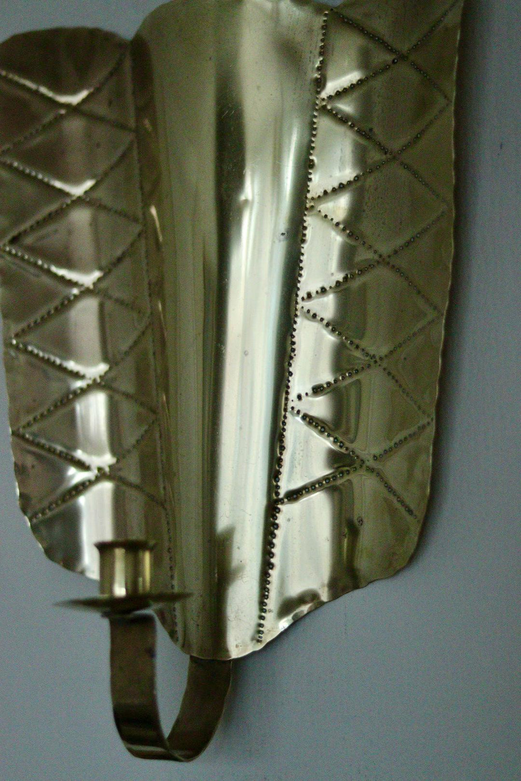 Pair of Mid-Century Swedish Brass Shield Shape Sconces