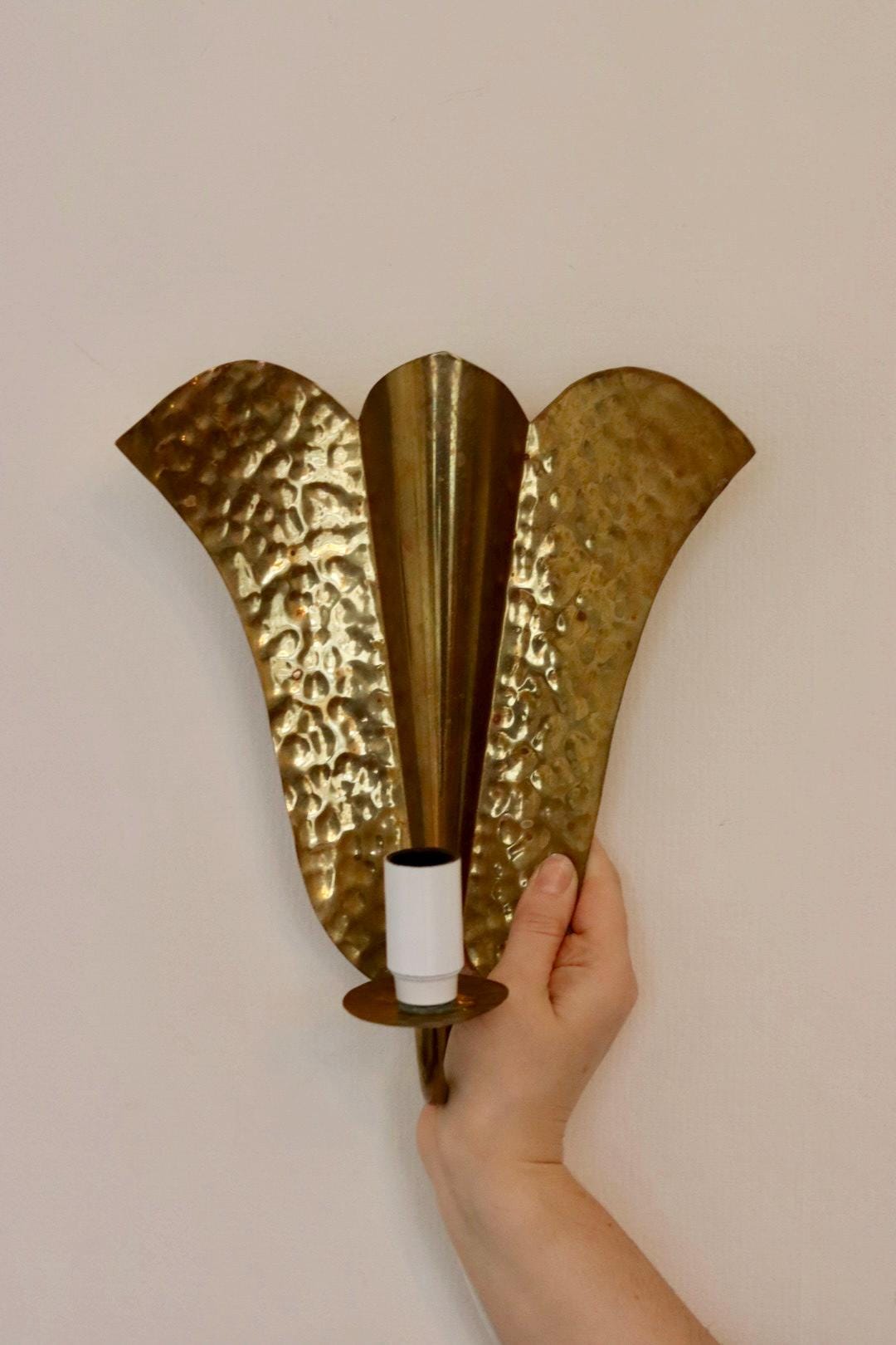 Pair of Swedish Mid-century Brass Electric Sconces