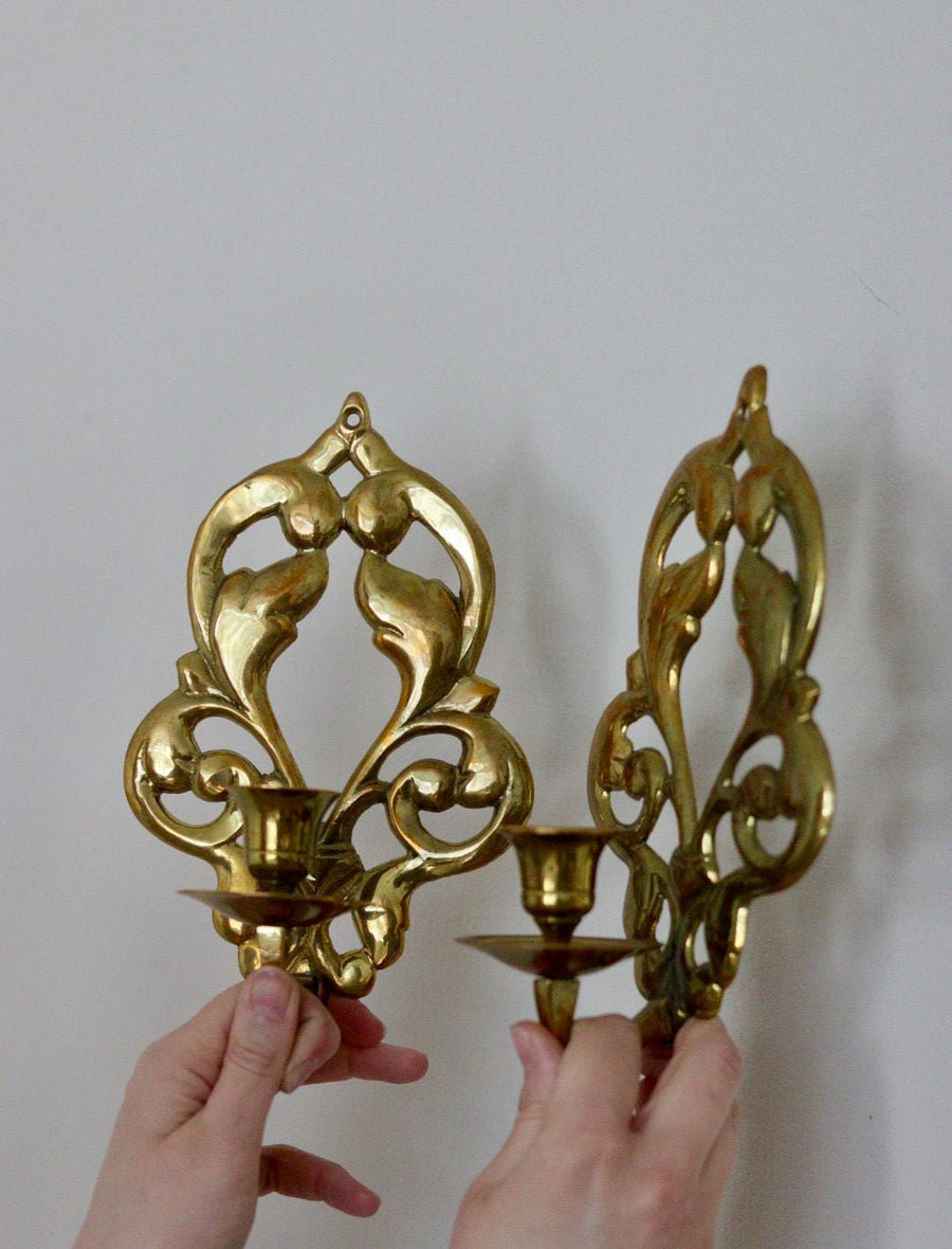 Pair Of Mid Century Swedish Brass Sconces